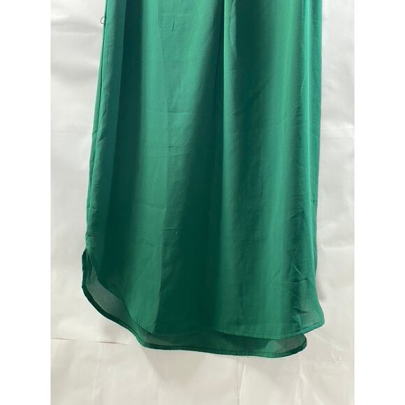H&M Women's Forest Green V-Neck Semi-Sheer Round-Hem Mini Dress SZ 2 - Picture 6 of 11